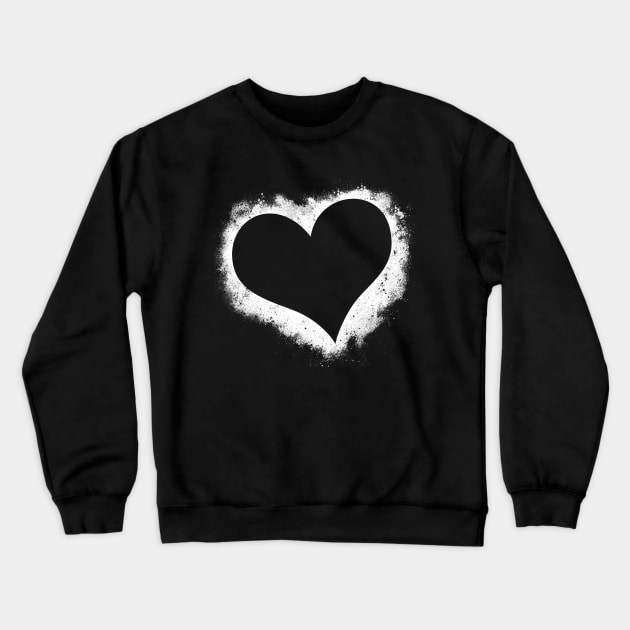 Heart grunge paint splatter black and white Crewneck Sweatshirt by Playfulfoodie